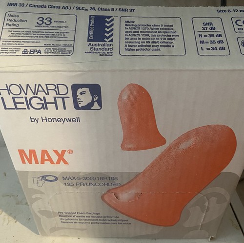 Howard Leight Max-1 Foam Earplugs - Box of 125 Pairs - photo 3