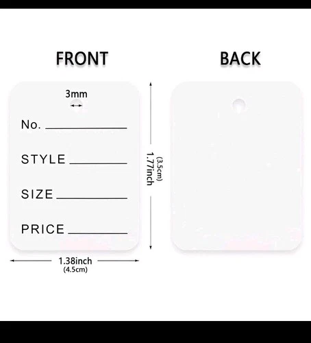 White Price Tags w/ String, 2 7/8 X 1 3/4, Pack of 1000, for Clo - photo 2