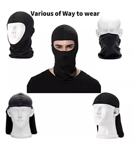 Balaclava for Sun Protection, Wind Protection, Black, One Size - photo 2