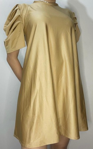 Bomb Sleeve Dress Size L Golden Satin - photo 3