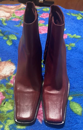 Red Wine Ankle Boots - Square Toe - Size 8 - Parade TM
