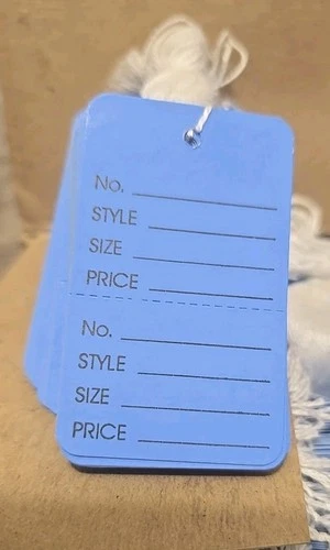 Blue Price Tags with String, 2-Piece, Clothing, Large Size: 1.75