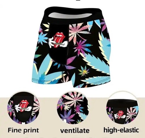 Men's boxer, sporty, breathable, with lip print, maple leaves, s - photo 2