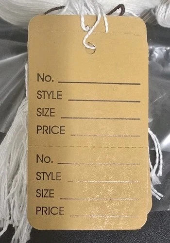 Khaki Price Tags with String - Large Size (1.75" x 2.875")
