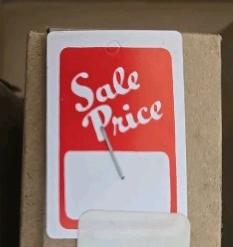 Price tags for sales with string, RED and WHITE, 3x4cm