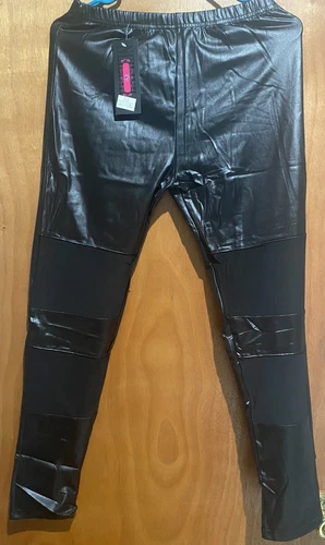 NEILIXIL Lady Leather Pants Shiny Black XL