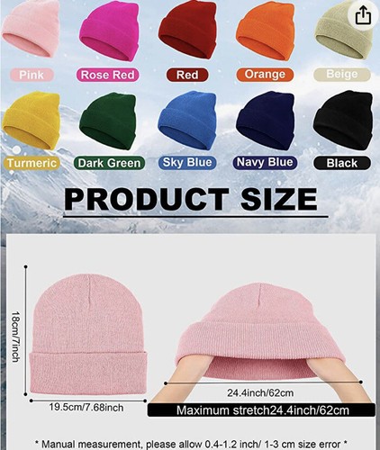 Mens Womens Knit Plain Beanie Ski Sports Winter Brimless Snow Ha - photo 3