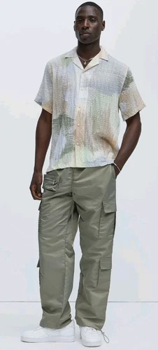 Olive Cargo Pants, Straight, Size M - photo 3