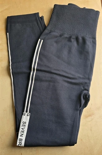 Black Sports Lycra with Beige Side Stripes - Women's One Size