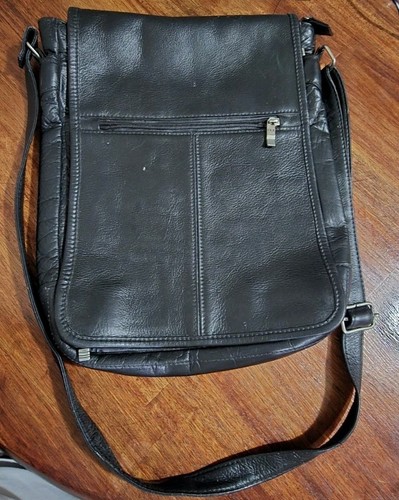 Vintage EKA Black Leather Shoulder Bag - Unisex