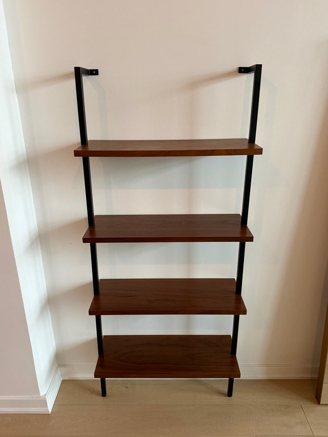 CB2 Helix 70” Walnut Bookcase – Black Steel Frame - photo 2