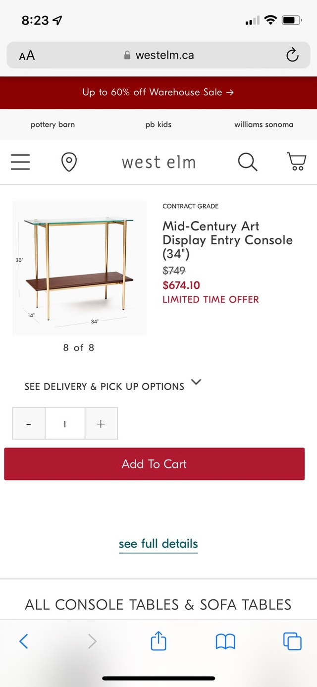 West Elm Mid-Century Console Table (34") - photo 2
