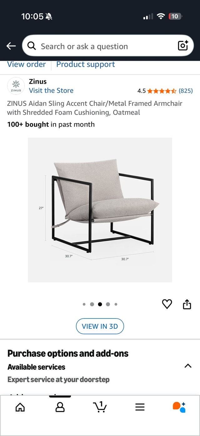 Modern Sling Accent Chair (Oatmeal / Like New) - photo 3