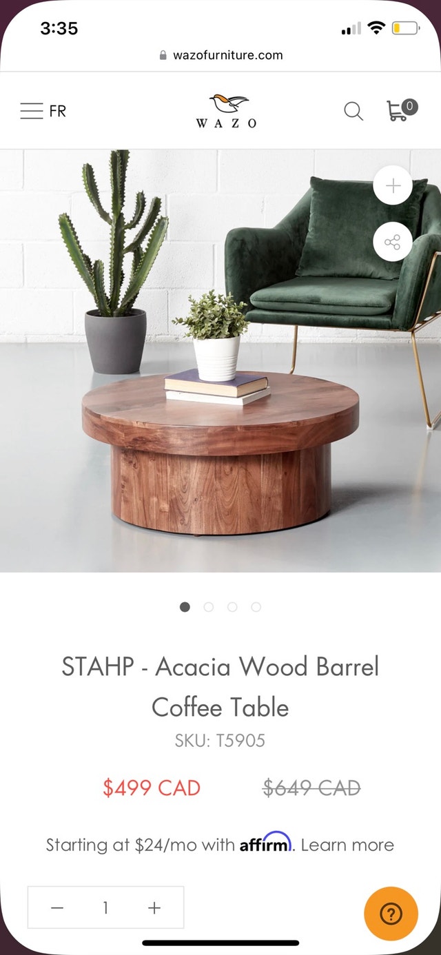 Wazo Acacia Wood Coffee Table (30" Diameter) - photo 5