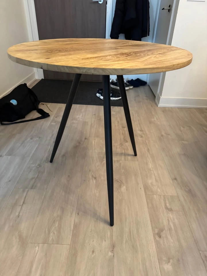 West Elm Round Dining Table – 30" Diameter – Wood Top & Black Le - photo 2