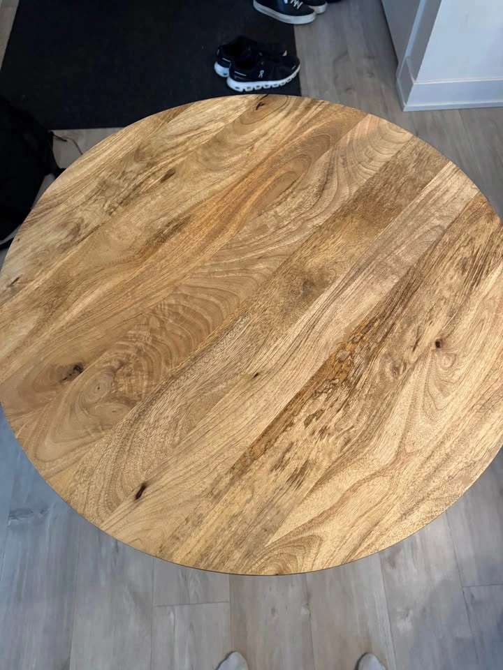 West Elm Round Dining Table – 30" Diameter – Wood Top & Black Le - photo 3