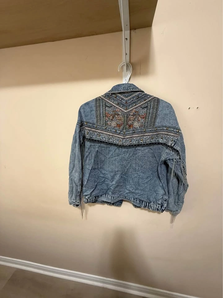 Boho Embroidered Denim Jacket size 38 - photo 3
