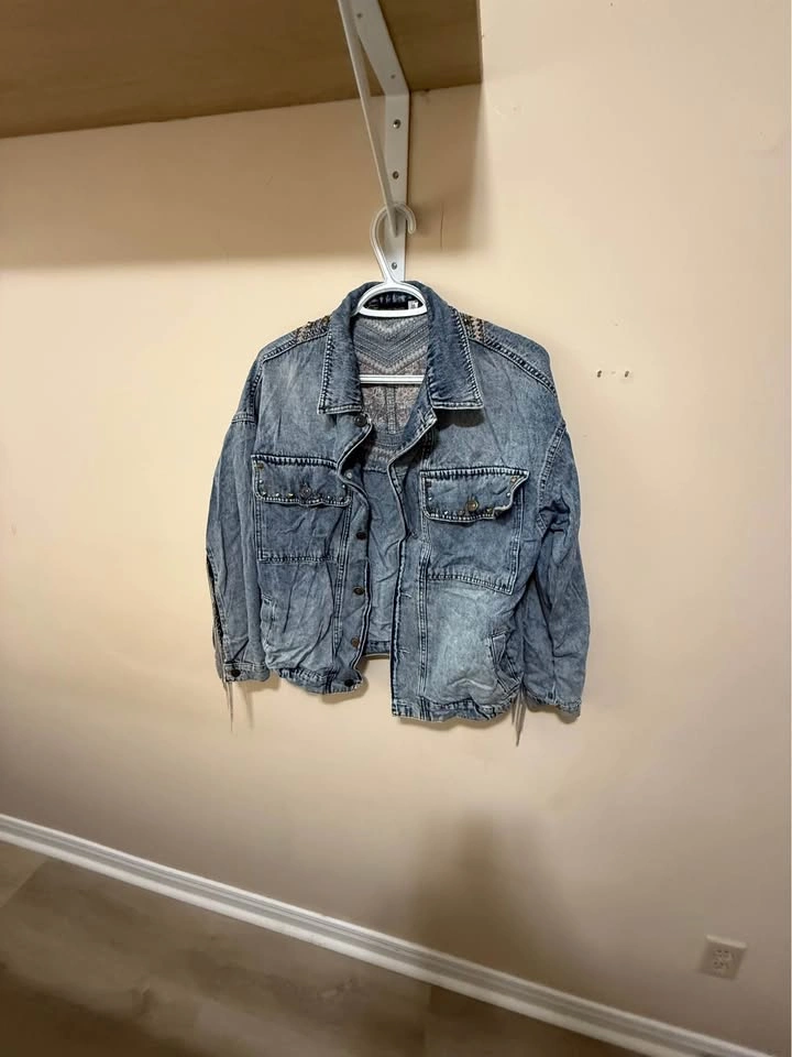 Boho Embroidered Denim Jacket size 38 - photo 5