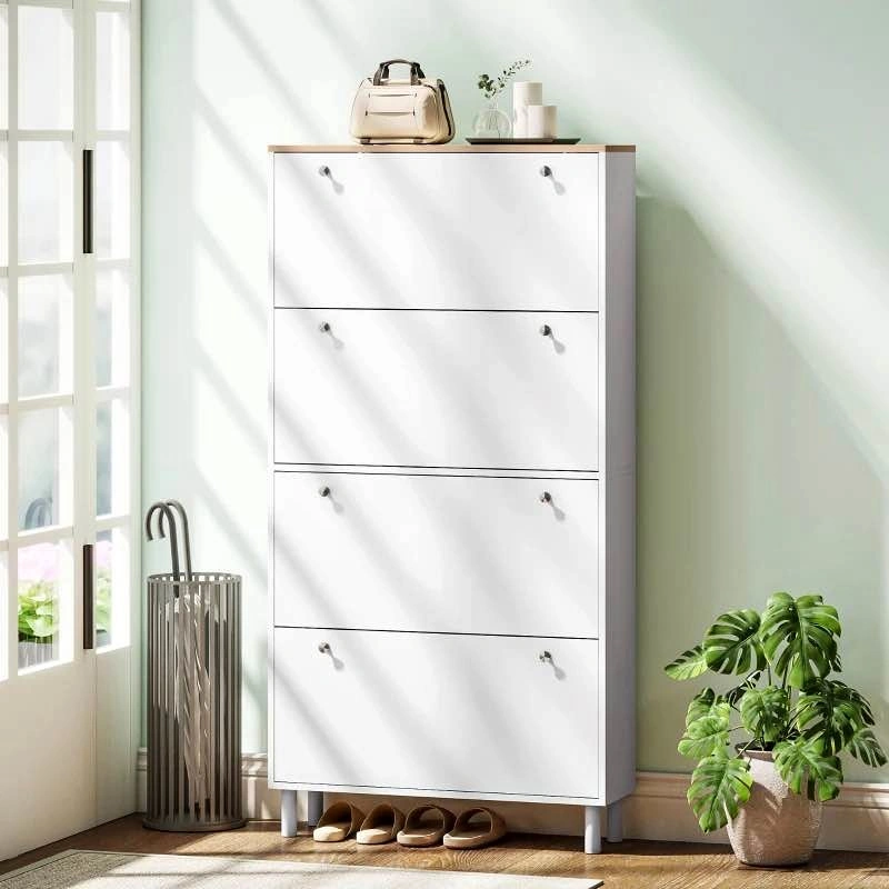 Big Narrow Shoe Cabinet with 4 Flip Drawers!!