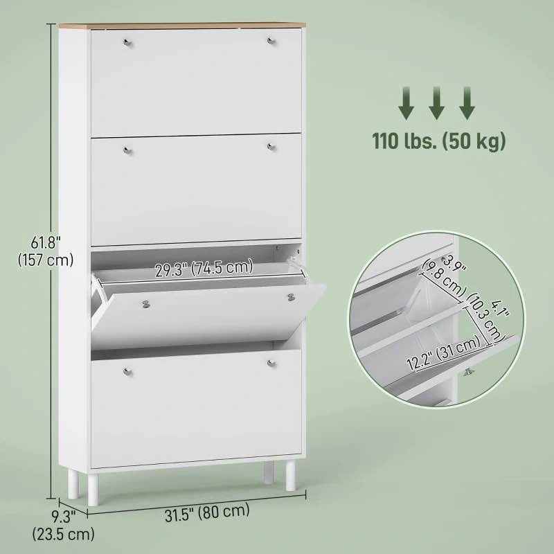 Big Narrow Shoe Cabinet with 4 Flip Drawers!! - photo 3