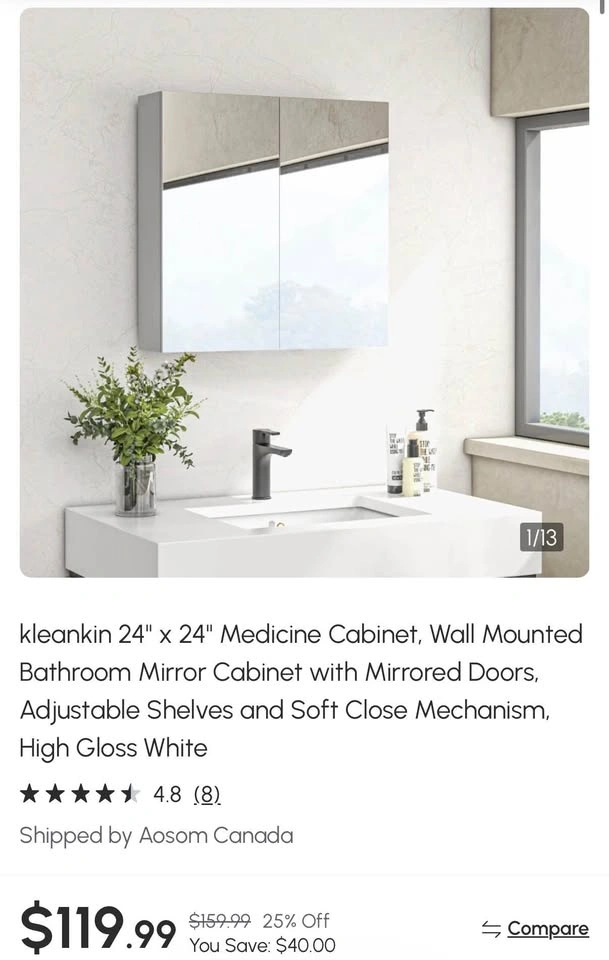 Brand New Assembled Wall Mounted Bathroom Mirror Cabinet - photo 2