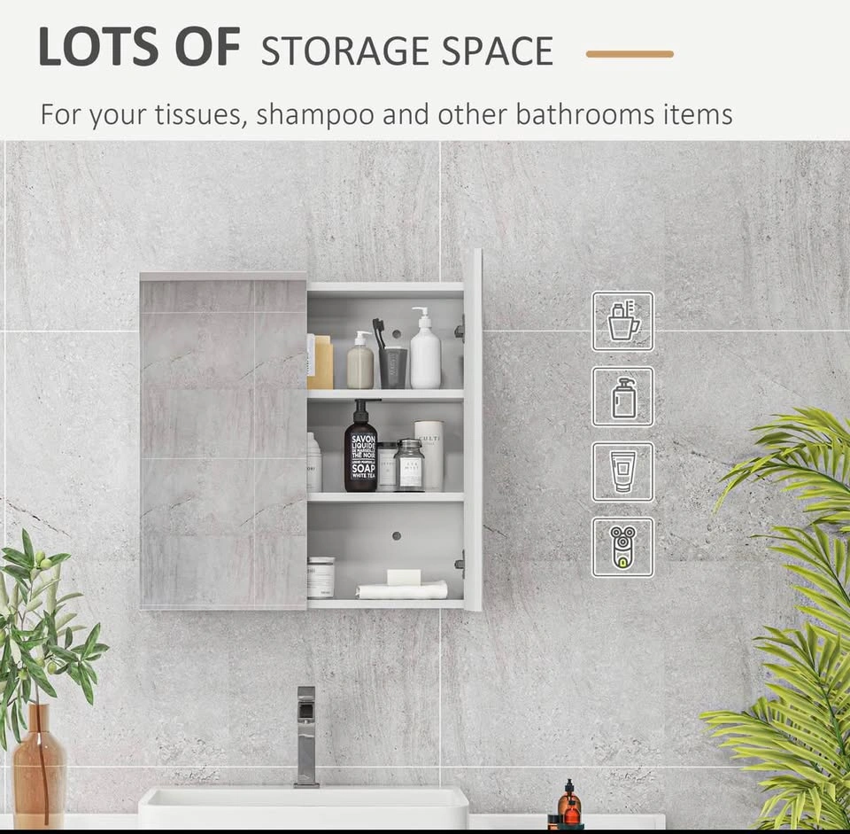 Brand New Assembled Wall Mounted Bathroom Mirror Cabinet - photo 3