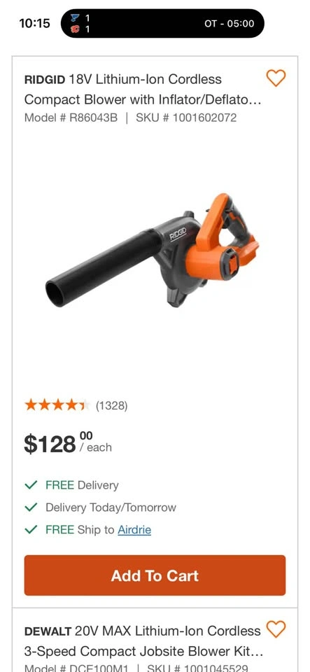 RIDGID 18V Compact Jobsite Blower R86043B - photo 3