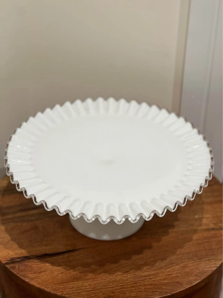 Vintage Fenton Silver Crest Milk Glass Cake Stand - photo 2