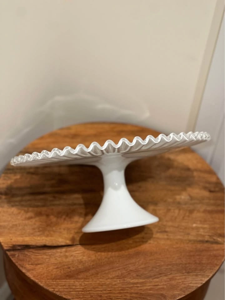 Vintage Fenton Silver Crest Milk Glass Cake Stand - photo 5