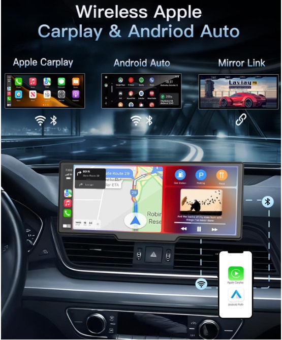10.26" Wireless Apple & Android Auto Screen w/ Dash+Rear Cam - photo 5