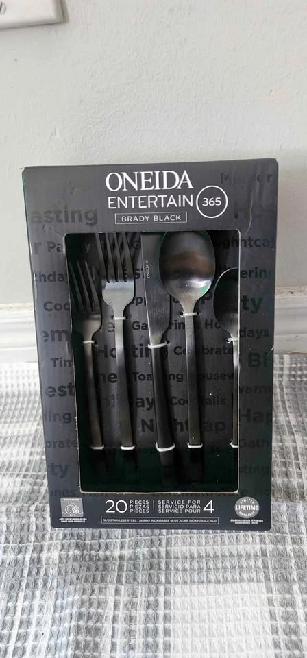 Oneida Brady Black Satin 20-Piece Flatware Set