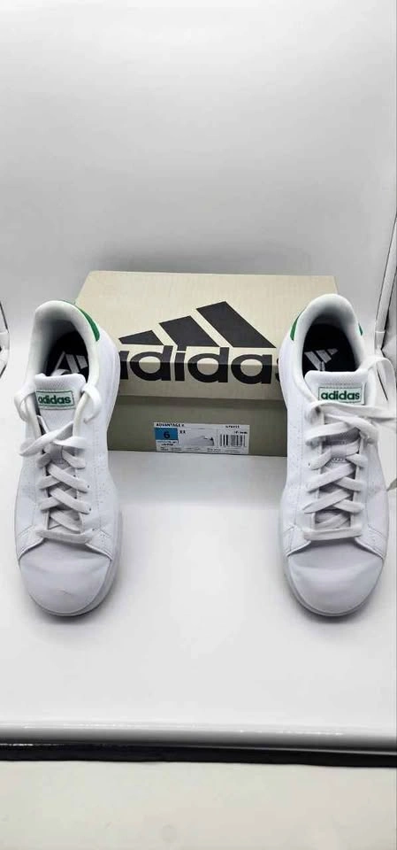 Adidas Advantage White Green Sneakers Size 6