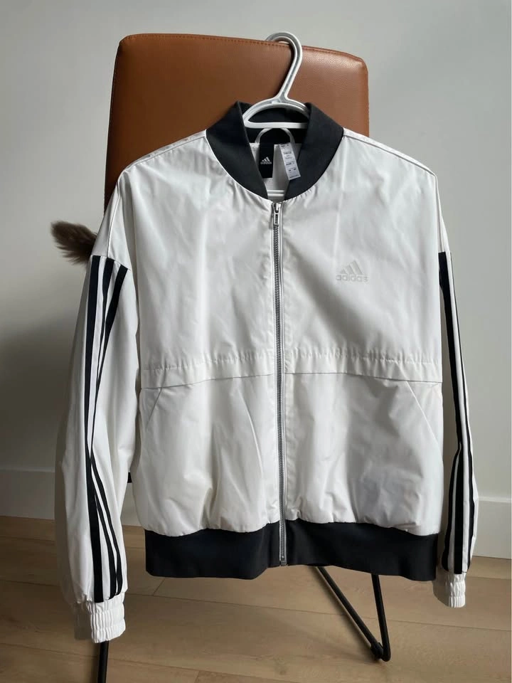 Adidas White Jacket with 3-Stripes – Women M (Asian Size L) - photo 3