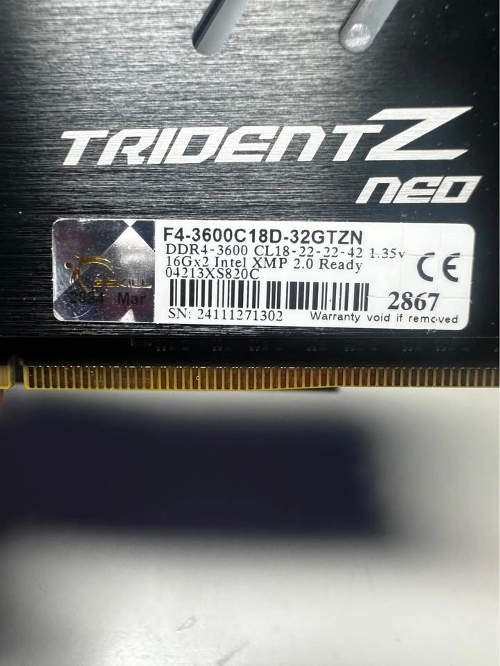 32 GB 3600mhz DDR4 Memory - G Skill Trident Neo - photo 3