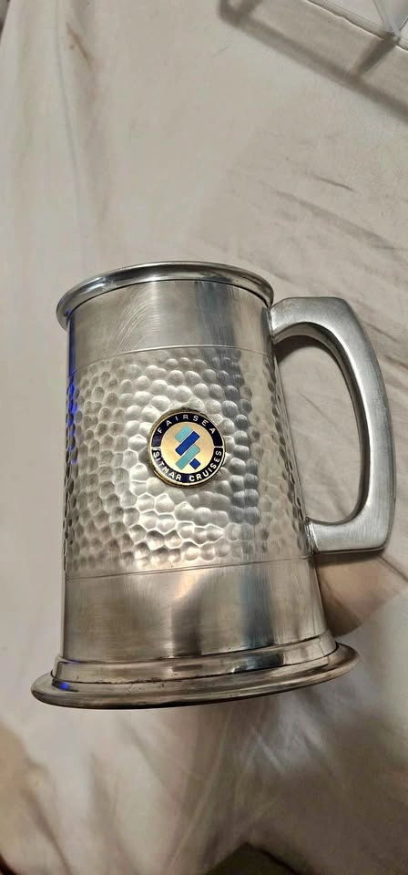 Vintage 1970s English Pewter Tankard Fairsea Sitmar Cruises Mug