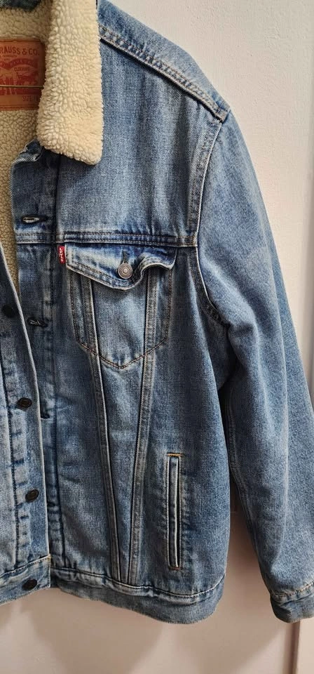 Levi's Sherpa Lined Trucker Jacket Mens Large Blue Light Wash - photo 4