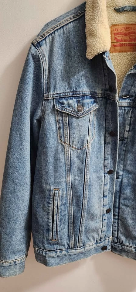 Levi's Sherpa Lined Trucker Jacket Mens Large Blue Light Wash - photo 5
