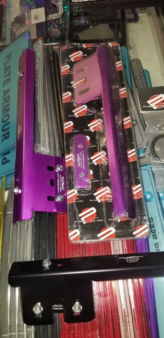 Purple Universal License Plate Relocation Bracket