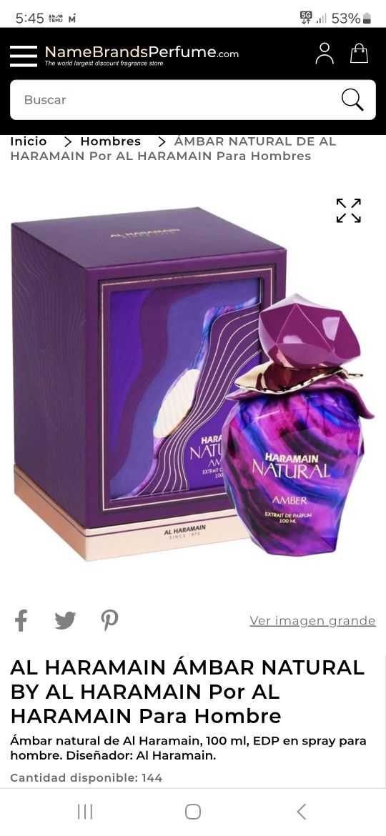 Al Haramain Ladies Natural Amber Extrait de Parfum Spray 3.3 oz