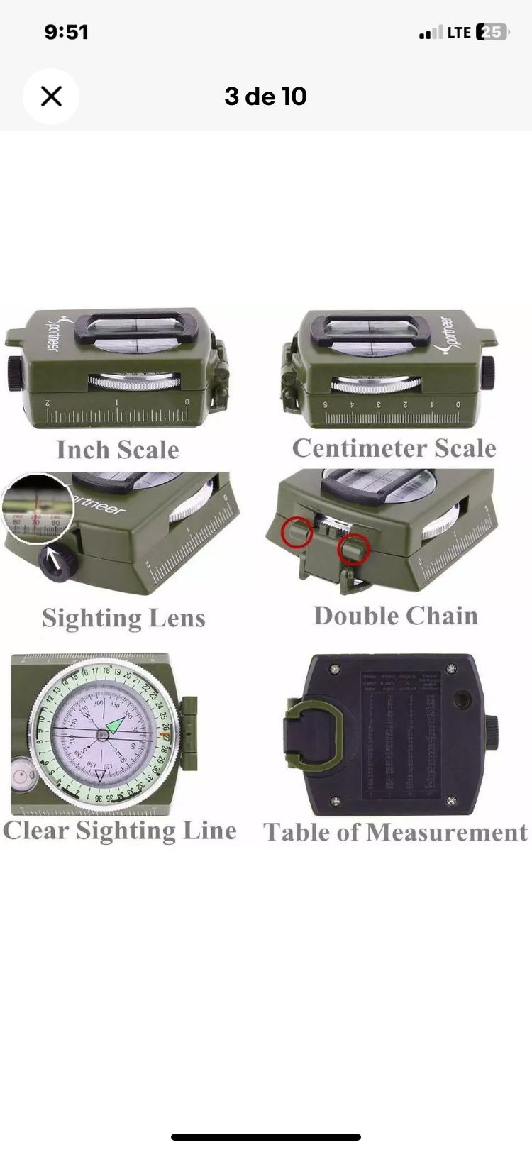 Sportneer Military Lensatic Camping Compass w/ Bag - photo 2