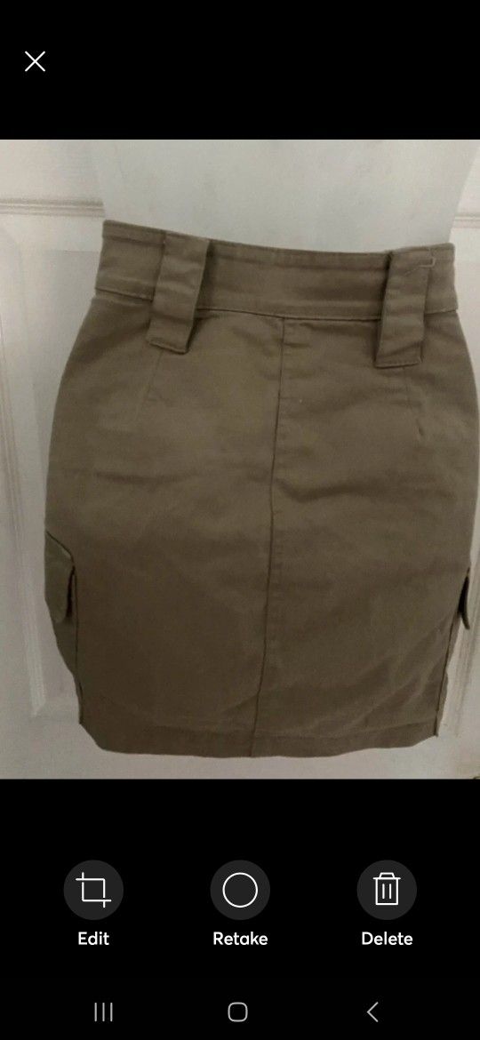 Short Beige Dark Denim Skirt - Size S - photo 2