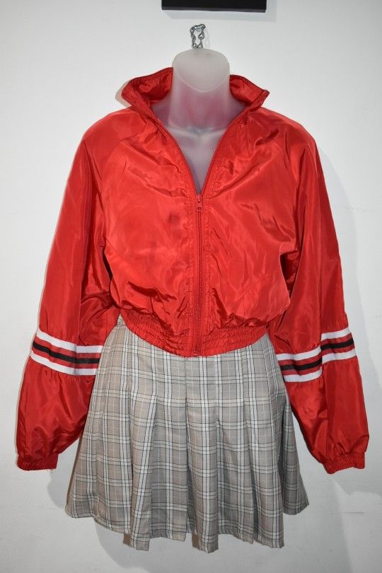 New Look Crop Long Sleeve Zip Up Red Jacket, Size M - photo 2