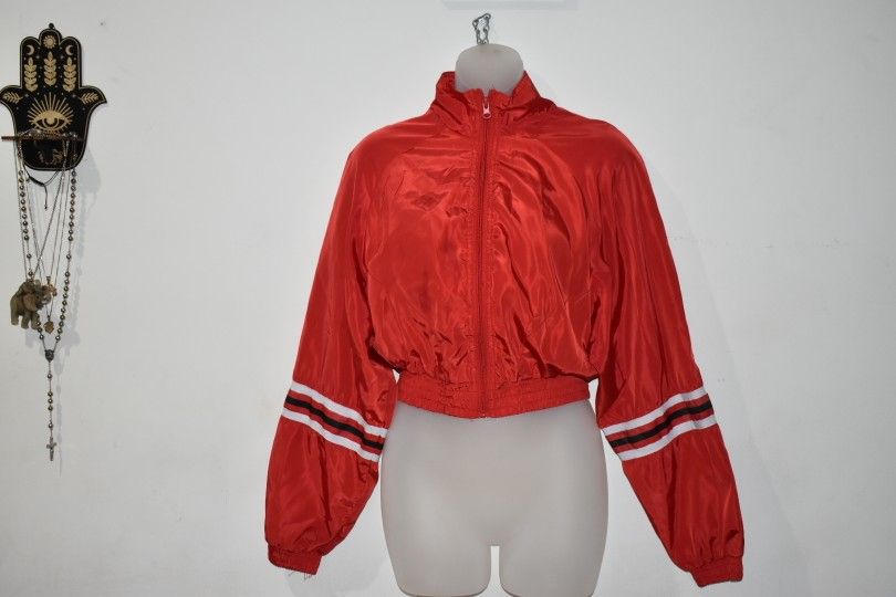 New Look Crop Long Sleeve Zip Up Red Jacket, Size M - photo 3