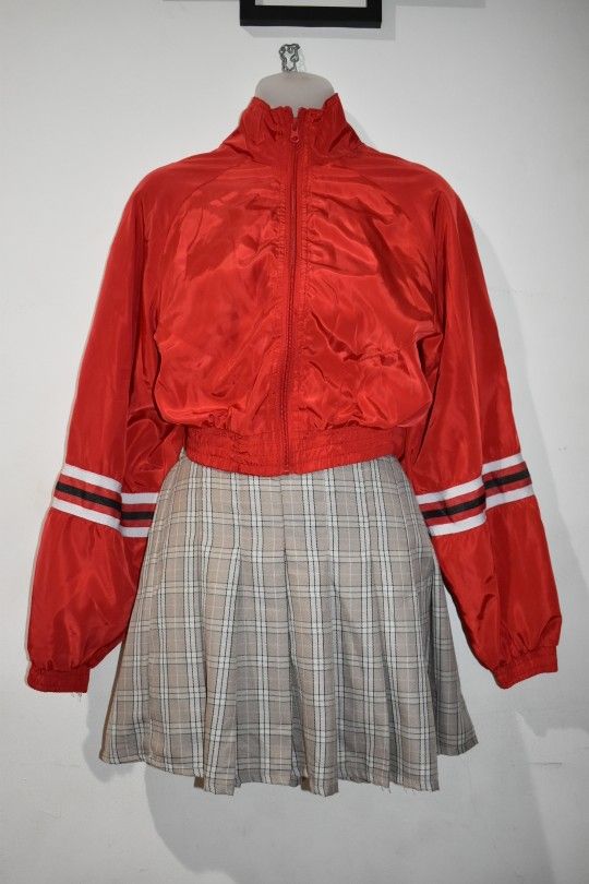 New Look Crop Long Sleeve Zip Up Red Jacket, Size M - photo 4