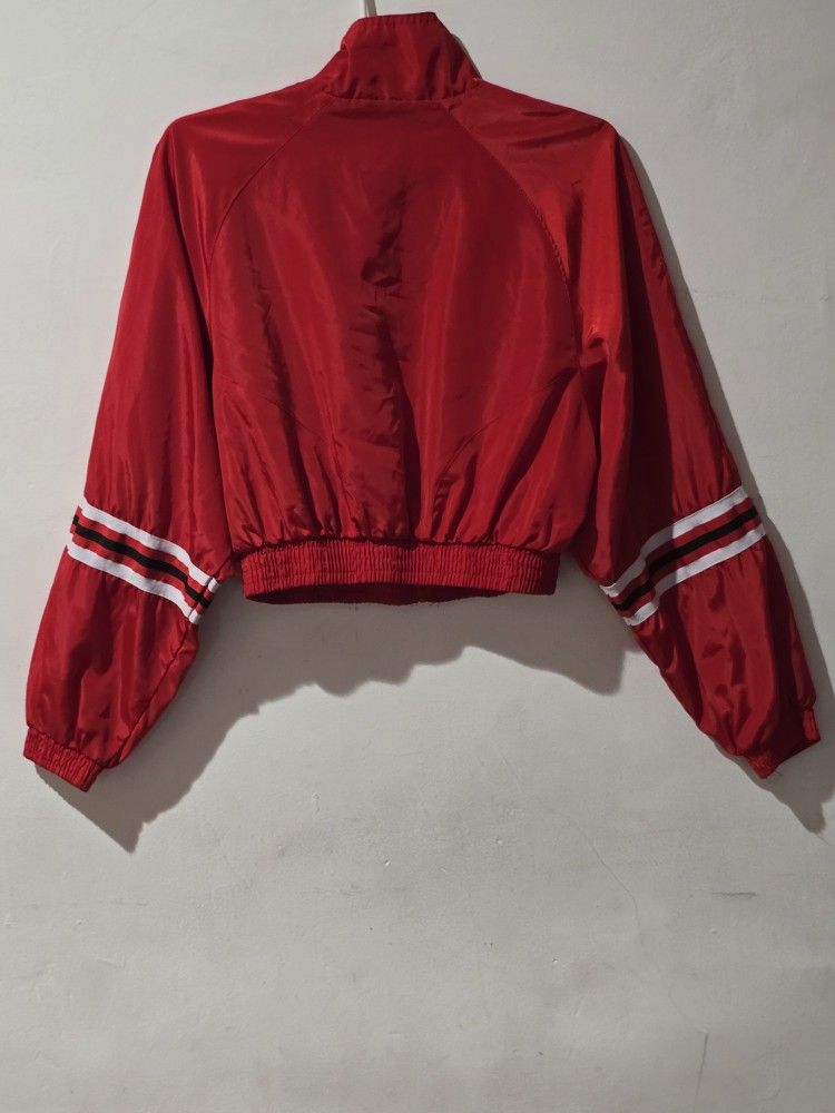 New Look Crop Long Sleeve Zip Up Red Jacket, Size M - photo 5