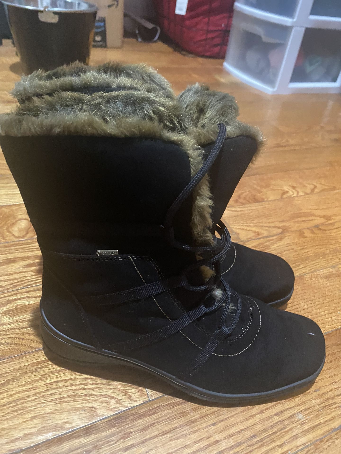 Ara Gore Tex Black Faux Suede Waterproof Lace-Up Ankle Boots UK