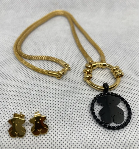 Stainless Steel Long Neck Chain with Medal and Earrings Set for - photo 2