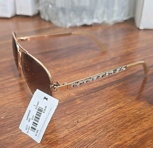 Women Aviator Sunglasses Gold Metal Brown Lens UV400 Animal Prin - photo 3