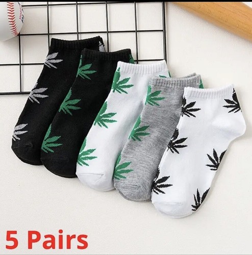 Hip Hop Marijuana Leaf Socks - 5 Pairs