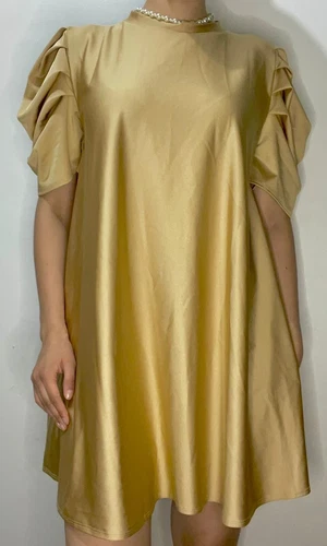 Bomb Sleeve Dress Size L - Golden Satin - photo 2